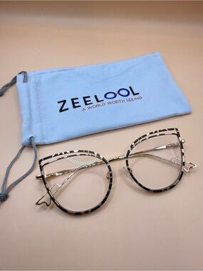 Women’s Cat-Eye Fashion Glasses in Tortoiseshell and Gold, No prescription